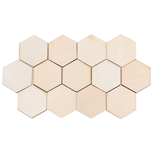 Hexagon Wood Chips Wooden Pieces Hexagon Blank Wood Shape 100PCS 25MM Unfinished Wood Cutout Slices Ornaments Pieces for Craft DIY Projects Gift Tags Painting Writing Photo Props Decor von Milisten