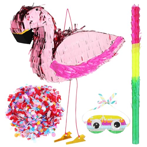 MILISTEN 1 Satz Flamingo Pinata mit Stick und Augenbinde Pinata für Geburtstagsfeiern Kreative Dekoration für Erwachsene für Partys und Feste von Milisten