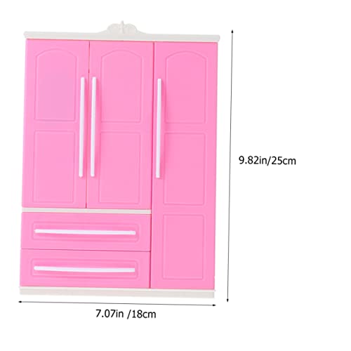 MILISTEN 1 Satz Mini-Kleider Schrank Mädchen Kleiderständer Für Puppen Kartonstuhlgarderobe Kleidung Puppenschrank Und Kleiderbügel Dollhaus Garderobe Kleiderbügel Klein Möbel Rosig Plastik von Milisten