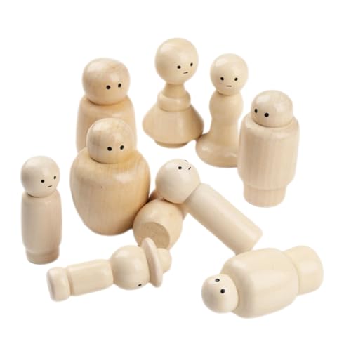 MILISTEN 10 Stück Unbemalte Holzfiguren Kreative Peg Dolls für Diy Bastelprojekte für Weihnachtsdekoration Handgefertigte Holzpuppen aus Hochwertigem Material von Milisten