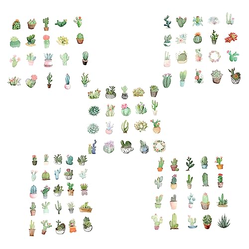 MILISTEN 100 Stück PVC Pflanzenaufkleber Grünes Kaktus und Sukkulente Sticker für Scrapbooking und Journaling Wiederverwendbar und Einfach Anzubringen von Milisten
