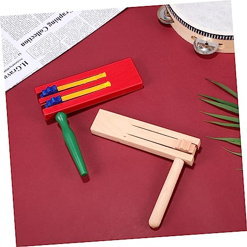 MILISTEN 2 Stück Handheld Holzratsche Teiliges mit Natürlicher und Bunter Farbschicht Robustes Musikspielzeug für Fördert und Sehfähigkeit Geeignet für Musikunterricht und Partys von Milisten