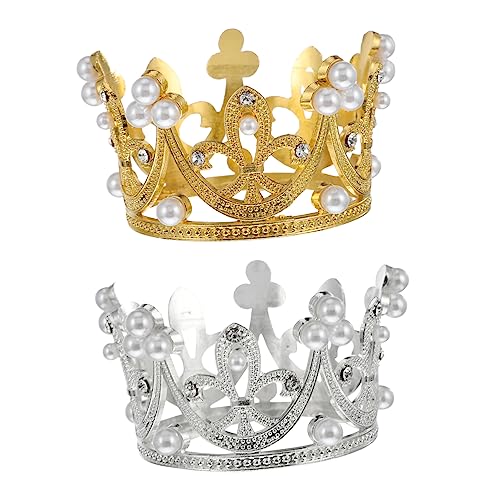 Milisten 2stücke Kronenförmige Kuchen Dekoration Zarte Perle Crown Form Party Kuchen Dekor Geburtstagskuchen Ornament Krone Kopfschmuck Für Junge Mädchen von Milisten