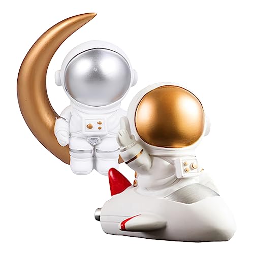 MILISTEN 2 Stück Teiliges Resin Astronaut Tortendeko Weltraum Spaceman Kuchenfiguren für Kindergeburtstag Party Tischdekoration von Milisten