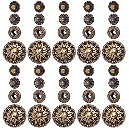 MILISTEN 20 Sets Antique Snaps Geschmack Vintage Metall Druckknopf N?hen Auf Snaps Befestigungen für Jacke Tasche Verschlüsse Leder N?hen Handwerk DIY (Sonnenblume) von Milisten