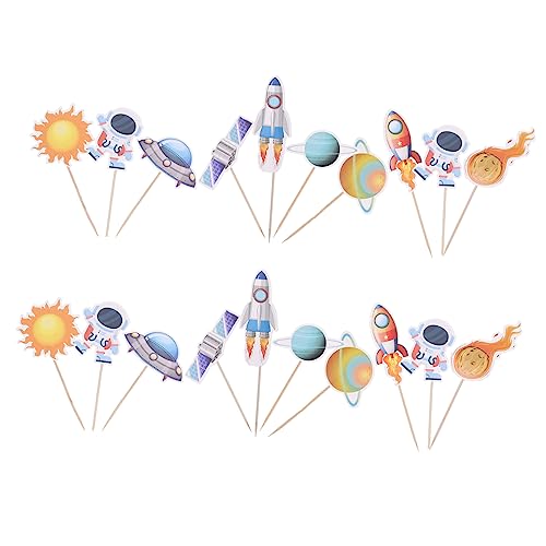 MILISTEN 20 Stück Astronaut Kuchen Deko Picks Geburtstagsfeier Dekoration für Niedliche Cake Insert Props für Torten und Desserts von Milisten