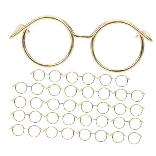 Milisten 20 Stück Puppenbrillen Accessoires für Puppen Leichte und Praktische Brillen für Dress Up und Sammler Goldene Metallrahmen ohne Gläser von Milisten