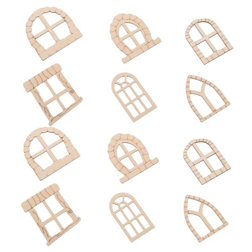 MILISTEN 25 Stück Mini-fensterzubehör Miniaturtür Handwerk Leer Miniatur-fensterrahmen Winzig Mini-fensterrahmenmodell Kind Klein Dekoration Gartenzubehör Unfertige Tür Hölzern Khaki von Milisten