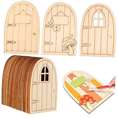 MILISTEN 36Stücke Mini Holztüren für Feengärten Unbemalt Kreative Dekoration für Robuste Märchentüren aus Holz für DIY Projekte und Fantasie Spiele von Milisten