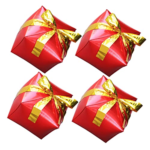 MILISTEN 4 Stück Aluminiumballon Dekorationsset Teilig Rot Metallic Folienballons Weihnachtsgeschenkbox Partydeko Geburtstag Festlich Zufällige Farbe von Milisten