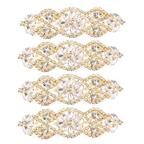 MILISTEN 4 Stück Kristall Strass-Applikationen Patches Hochzeit Gürtel DIY Schärpe Applikation Nähen Kleid Dekoration für Kopfschmuck (Golden) von Milisten