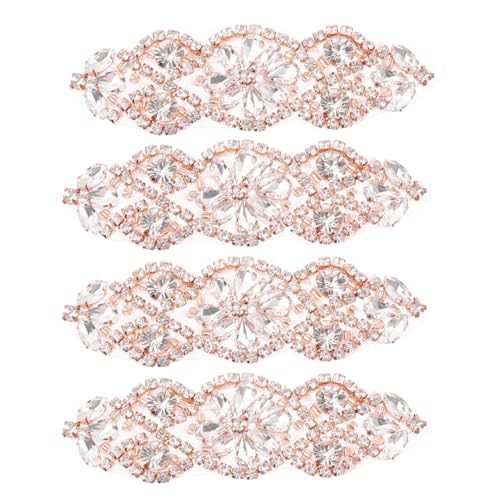MILISTEN 4 Stück Strassapplikation Kristall Strass Applikationen Patches Hochzeit Strass Gürtel DIY Schärpe Applikation Nähen Kleid Dekoration für Hochzeit Kopfschmuck Dekoration (Roségold) von Milisten