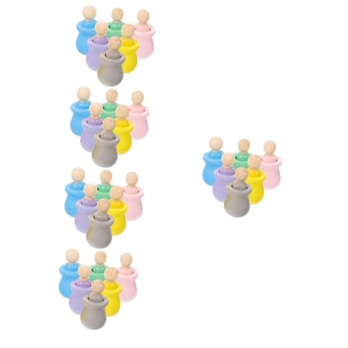 MILISTEN 5 Sätze Holzfiguren Zum Basteln Unvollendete Peg Dolls Aus Natürlichem Holz Diy Graffiti Puppen Für Kreative Projekte Für Erwachsene Unbemalt Zufällige 6 Stück * 5 von Milisten