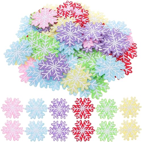 MILISTEN 60st Schneefleck Weihnachtsgestickte Aufnäher Gestickte Schneeflocken-patches Blumenflecken Für Kleidung Weihnachtliche Flicken Zum Aufbügeln Weihnachtstuch Weihnachten Stoff Kind von Milisten