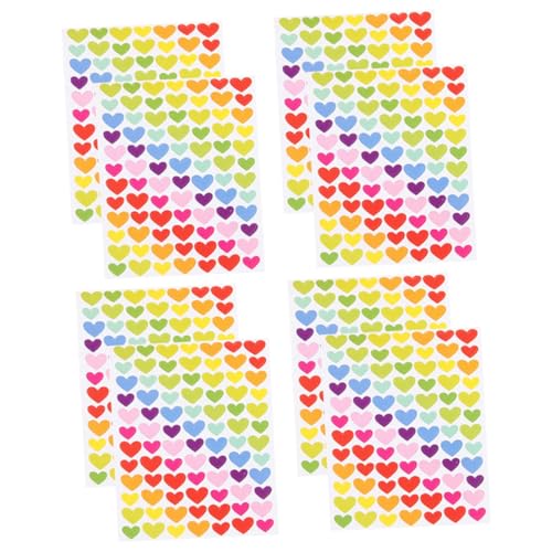 MILISTEN 8 Blatt Herzförmige Aufkleber Selbstklebende Ästhetische Sticker für Laptop Scrapbooking Diy Projekte und Fotoalben Leicht Abnehmbar und Einfach Anzuwenden von Milisten
