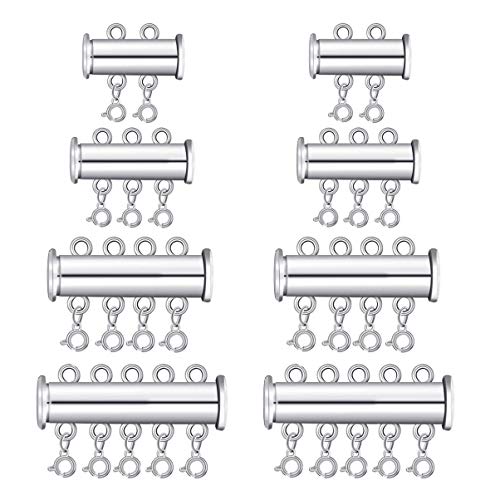 MILISTEN 8 Stück Schiebeverschluss Schloss Armband Halskette Stecker Mehrsträngige Schiebeschlauch Verschlüsse für Armband Halskette Schmuck Handwerk Silber von Milisten
