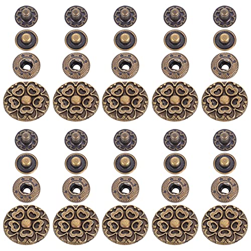 MILISTEN Druckknöpfe Metall 20 Sets Antique Snaps Geschmack Runde Vintage Metall Druckknopf Nähen Auf Snaps Befestigungen für Jacke Tasche Verschlüsse Leder Nähen Handwerk DIY von Milisten