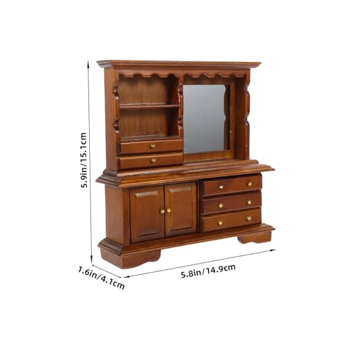MILISTEN Miniatur Holz Kommode Puppenhaus Möbel Dekoration Kleiner Schrank für Mini Schlafzimmer DIY Accessoire für Puppenhaus Deko und Fotorequisiten Sicheres Material Walnut Farbe von Milisten