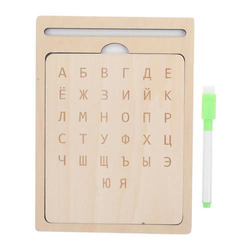 MILISTEN Russisches Schreibtafelspielzeug Alphabetverfolgung Schreiben lernen Montessori-Zeichenbrett Kleinkindspielzeug Schreibübungen für Kleinkinder Spielzimmer-Essentials Holz Beige von Milisten