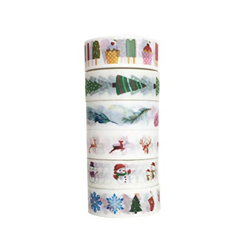 MILISTEN Washi-Tape-Set, dekoratives Klebeband, Weihnachtsmotive, für Bastelarbeiten, Scrapbooking, Dekoration, 6 Stück MILISTEN Washi-Tape-Set, dekoratives Klebeband, Weihnachtsmotive, für Bastelarbeiten, Scrapbooking, Dekoration, 6 Stück von Milisten
