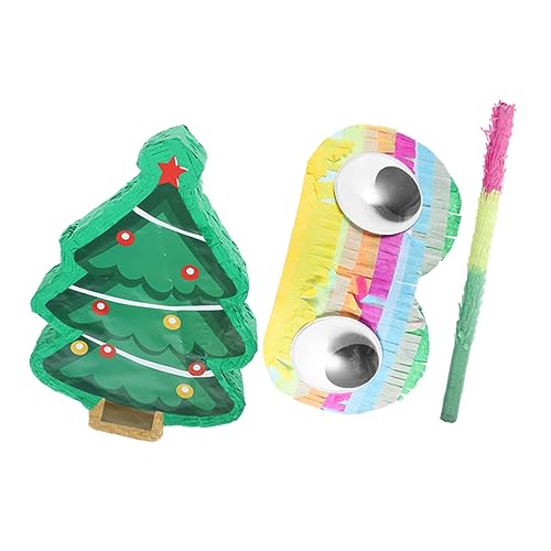 MILISTEN Weihnachtsbaum Pinata Teilig mit Klopfstock und Augenmaske Dekorative Candy Füllung Festival und Weihnachtsfeier Deko Partyspiel für Erwachsene von Milisten