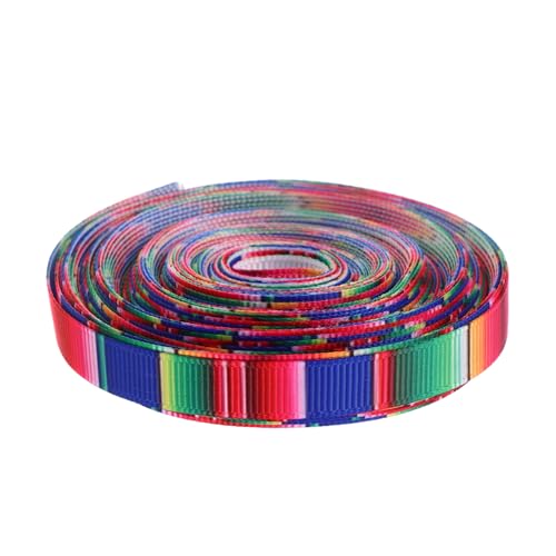 Milisten 1 Rolle mexikanisches Band für mexikanische Ornamente Handwerksdekorationen Streifen Bögen Regenbogen Nähenvorräte Buntes Band Party Ripsband mexikanisches Geschenkpapier Polyester von Milisten