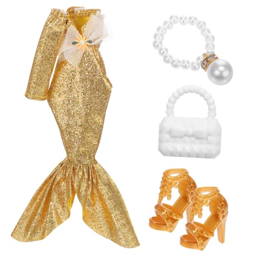 Milisten 1 Satz Abendkleid Puppenkleid Meerjungfrau Puppendekoration Puppen formelles Kostüm Partykleid für Puppen Kostüm für Puppen Miniaturschuh Puppen formelle Kleidung Plüsch von Milisten