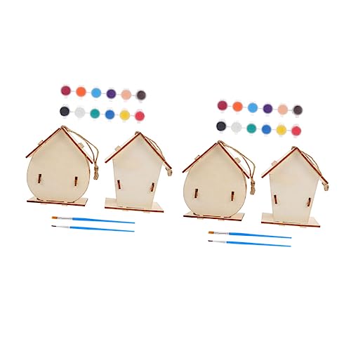 Milisten 1 Satz Diy Graffiti Vogelhaus Set Teiliges Holz Bastelset zum Bemalen für Kreative Jungen und Mädchen Hängendes Vogelnest für Dekoration und Entwicklung der Kreativität von Milisten