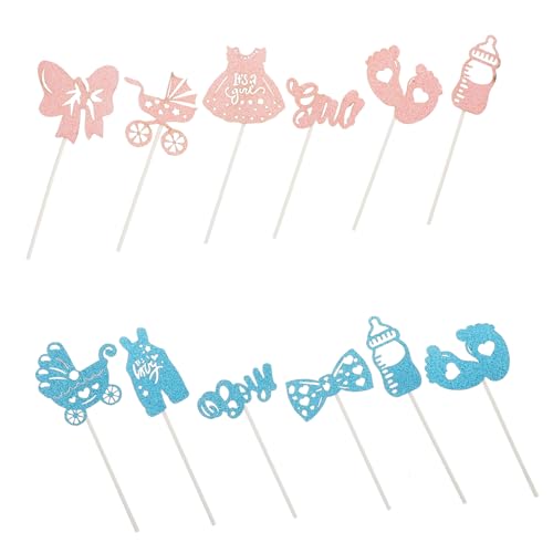 Milisten 1 Satz Geschlecht offenbaren Requisiten Cupcake-Picks für die Babyparty Geschlecht enthüllen Lieferungen Geschlecht offenbaren Ideen Cupcake-Topper für die Brautparty Papier von Milisten