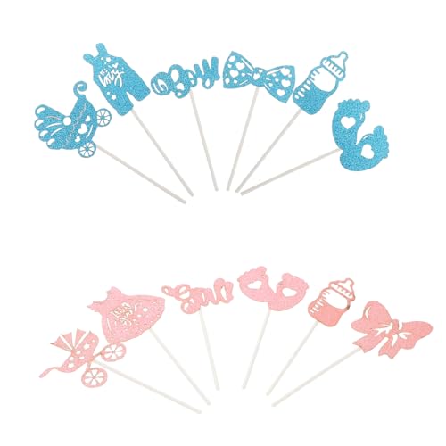 Milisten 1 Satz Geschlecht offenbaren Requisiten Kuchendekorationen Kuchendeckel Babyparty Cupcake-Topper für Mädchen Cupcake-Topper für Babys Cupcake-Topper für die Brautparty Papier von Milisten