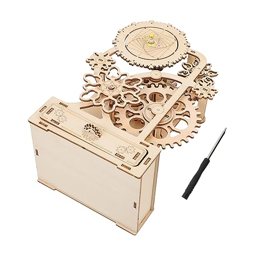 Milisten 1 Satz Holz DIY Musikbox mit Stifthalter Retro Wind Up Spieluhr für Kreative Bastelprojekte zur Aufbewahrung von Stiften und Schulbedarf Stabil und Leicht für Täglichen Gebrauch von Milisten