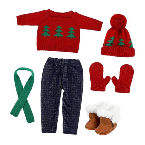 Milisten 1 Satz Mini -Puppen -weihnachtsanzug Puppenkostüm Weihnachtspullover Dekorationen Kleidung Party Wiederverwendbares Puppenkostüm Outfits Schal Hüte Für Baumwolle von Milisten