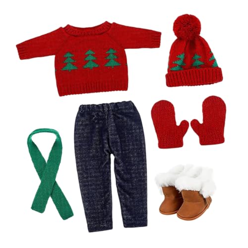 Milisten 1 Satz Puppe Weihnachtskostüm Party Schal Outfits Hüte Kostüme für Puppenkleidung Festliche Kleidung Weihnachtspullover Puppenkostüm selber Machen Puppe Weihnachtsmütze Baumwolle von Milisten
