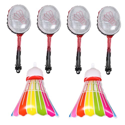 Milisten 1 Satz aufblasbares Badminton Badminton-Girlandenballons Badminton Shuttlecocks Ballon Badminton Ballon Party Gefälligkeiten Badminton-Partydekorationen Sportballons Aluminiumfolie von Milisten