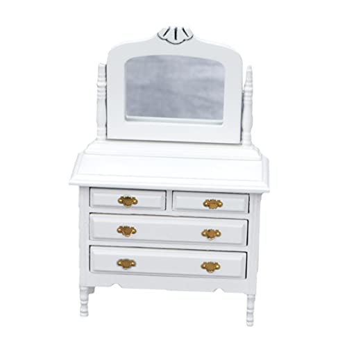 Milisten 1 Stück Kommode Modell Puppe Miniatur holzmöbel Dollhouse Furniture minikühlschrank Kleiner Schminktisch Mini-Dekoration Mini Schminktisch Mini Möbel hölzern Weiß von Milisten