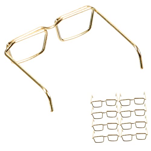 Milisten 10 STK. Mini-Brillenspielzeug Blau klein Puppenkleid schnapsgläser Puppensachen Zubehör für Puppenbabys Puppenzubehör Brille für Puppe Puppenspielzeug Modepuppe Stahl Golden von Milisten
