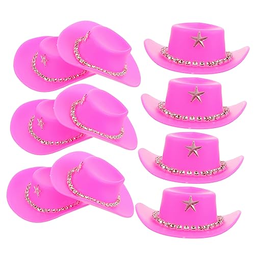 Milisten 10 Stück Cowboy -Hutspielzeugzubehör Hut Kostüm Mini Cowboyhut Cowgirl-Hut mit Strass Puppenhüte Cowboyhut aus Schaumstoff Cowboy-Hut Miniaturhüte basteln Cowboyhüte Plastik von Milisten