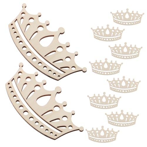 Milisten 10 Stück Handgefertigtes Bildungsspielzeug Holzkronendekor unfertige Holzkrone Party Gefälligkeiten Holzausschnitt malen selber machen leere Holzkrone hölzern Beige von Milisten