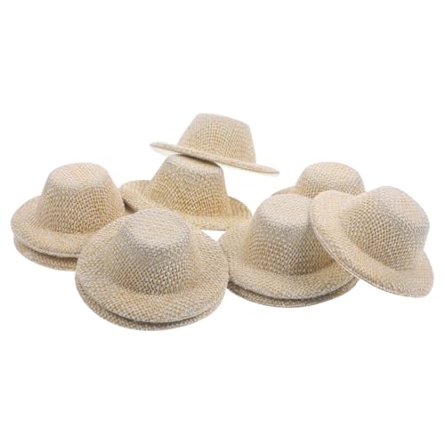 Milisten 10 Stück Kleines Strohhutspielzeug Miniatur Mini-strohstrickmützen Puppenhüte Gestrickt Kinderhüte Kindermützen Mädchen Rosa Kleine Hutstütze Bunt Babypuppe Flanell von Milisten