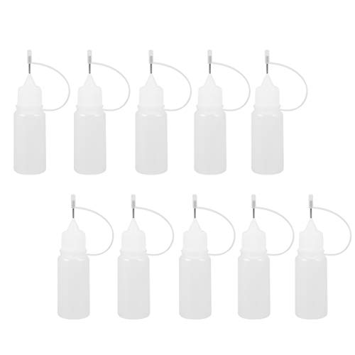 Milisten 10 Stück Kunstflasche 10 Ml Nadelspitzen-Klebeflasche Quetschplastikflasche mit Nadelverschlusskappe Nadelspitzenflaschen Flüssigkeitsflussspender Applikator DIY Quilling Tool von Milisten