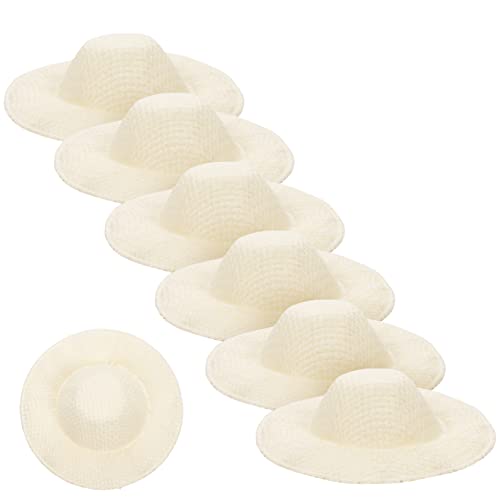 Milisten 10 Stück Mini Strohhutspielzeugzubehör Puppen-minihüte Gewebte Zubehör Für Die Puppenherstellung Gestrickt Klein Miniatur Puppenhüte Mini-strohhüte Zum Basteln Mädchen Beige Stoff von Milisten