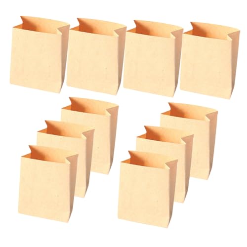 Milisten 10 Stück Mini -Verpackungstasche Mini-Papiertüte Miniatur-Papiertüte Modell Einer Papierverpackungstasche Mini-Dinge Kekstüten Miniaturen Puppenhaus-Küche Kraftpapier Hellbraun von Milisten