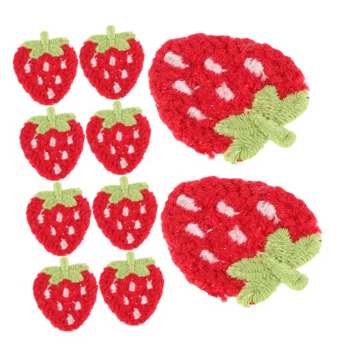 Milisten 10 Stück Obst-Stickerei-Patch Erdbeer-Aufnäher zum Aufbügeln Patches Masse Erdbeer-Aufnäher für Kleidung kleine Flecken Erdbeerflicken aufbügeln Fruchtflecken süße Aufnäher gefühlt von Milisten