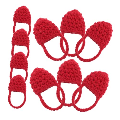 Milisten 10 Stück Puppenhandtasche Gehäkelte Tasche Klein Häkeltasche Süß Gestrickte Tasche Entzückende Puppentasche Miniatur-stricktasche Süße Handtaschen Mini-häkeltasche Garn Rot von Milisten