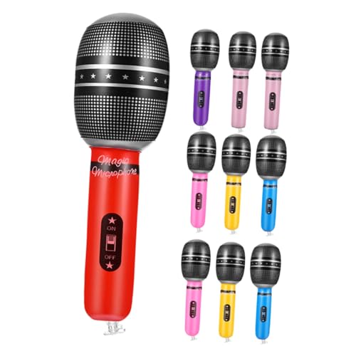 Milisten 10 Stück Teiliges Aufblasbares Mikrofon aus Langlebigem Realistische Bühnenrequisiten für Kostümpartys Karaoke und Bühnenauftritte Geeignet für Erwachsene Einfach Tragbar von Milisten
