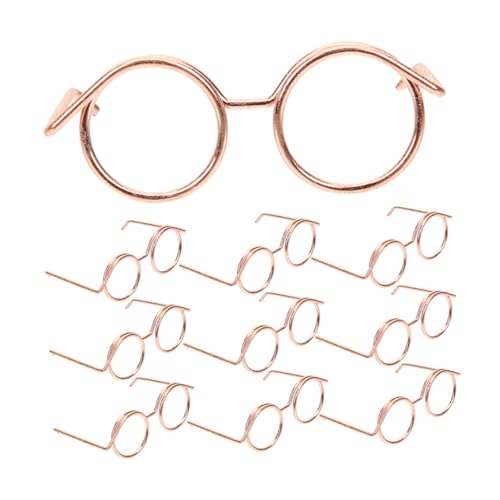 Milisten 10 Stück Teiliges Puppenbrillen Brillen für Puppen Metallrahmen Roségold Stylisches Zubehör für Puppen Outfits Sammler und Ankleide Anlässe von Milisten