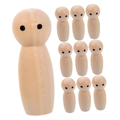 Milisten 10 Stück Teiliges Unbemalte Holz Peg Puppen zum DIY Malen Kleine Holzfiguren für Kreative Bastelprojekte und Dekoration für Kunsthandwerk von Milisten