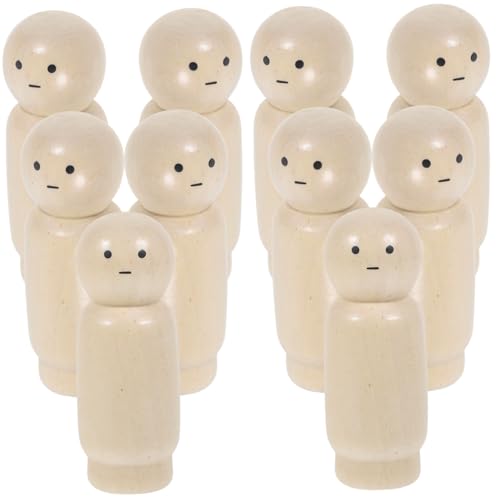 Milisten 10 Stück Teiliges Unbemalte Holzpuppen Naturfarbene Peg Dolls zum Bemalen DIY Bastelset für Kreative Graffiti Holzfiguren zur Individuellen Gestaltung von Milisten