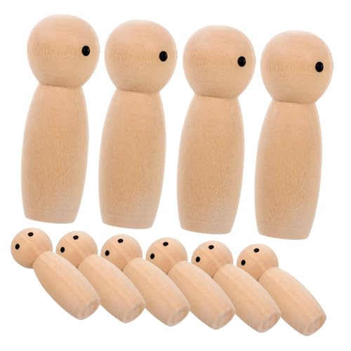 Milisten 10 Stück Unbemalte Holz Peg Dolls DIY Holzfiguren für Unfertige Holzpuppen zum Malen und Basteln für Kreative Projekte und Dekorationen von Milisten