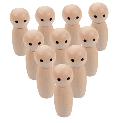 Milisten 10Stücke DIY Holzpuppen Unvollendete Peg Dolls Zum Bemalen Kreative Holzfiguren Für Dekoration Und Basteln Natürliche Holzpuppen von Milisten